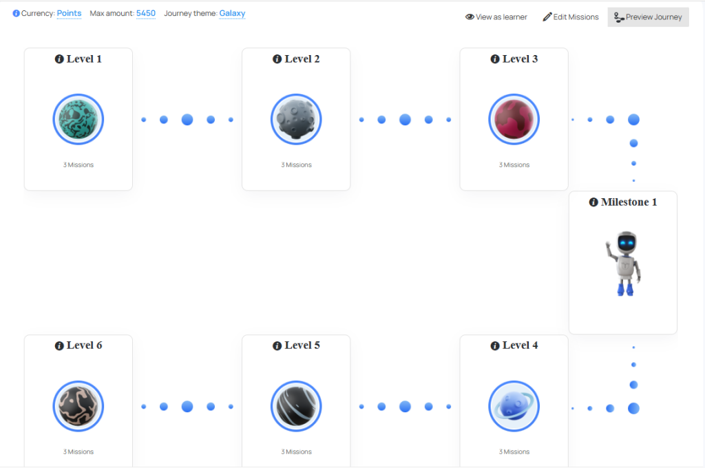 screenshot of microlearning platform Code of Talent with the gamification function.