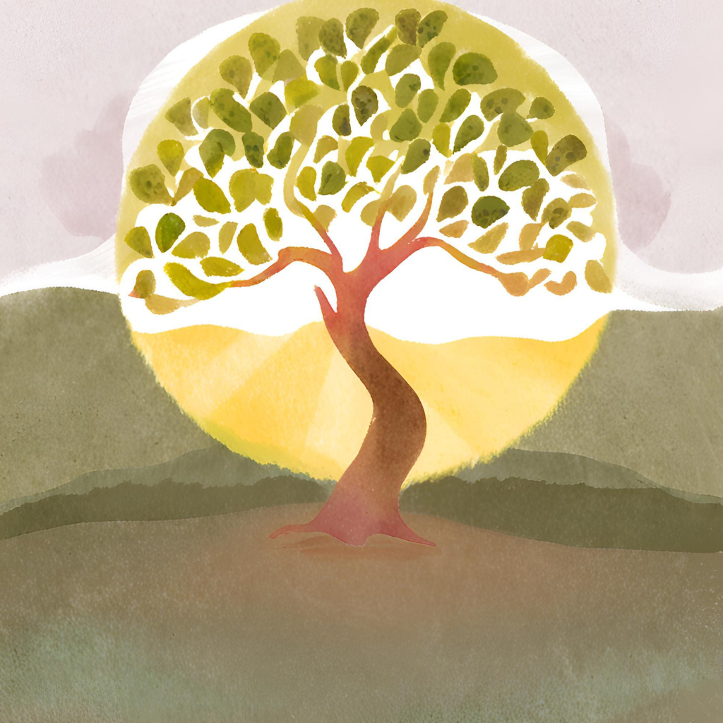 Watercolor picture of growing tree, signifying investing in people’s development, which is one of the most important leadership skills and qualities.