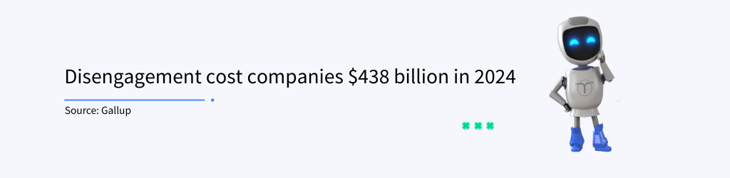 Photo showing a Gallup information saying that disengagement cost companies $438 billion in 2024, showing the dire need to know how to motivate sales teams.