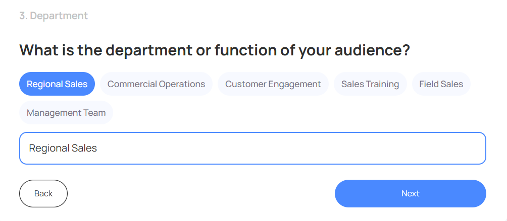 Screenshot of a question about the employee’s job for generating a training program for different types of training for employees.