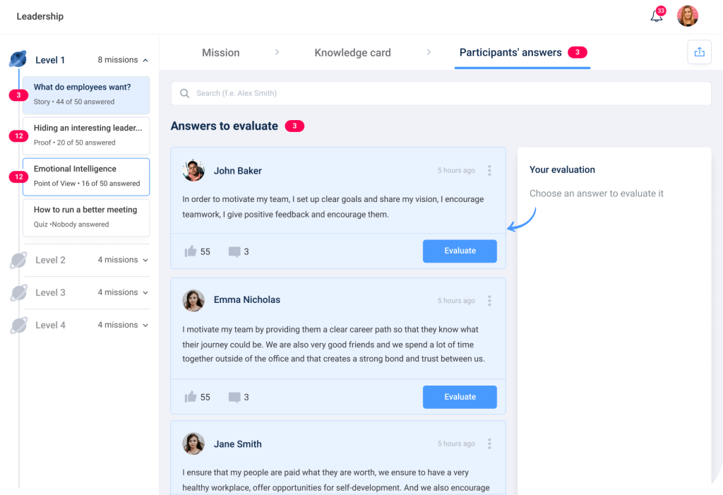 Screenshot of Code of Talent’s menu from the perspective of a mentor or training facilitator, which is essential for training a multigenerational workforce.