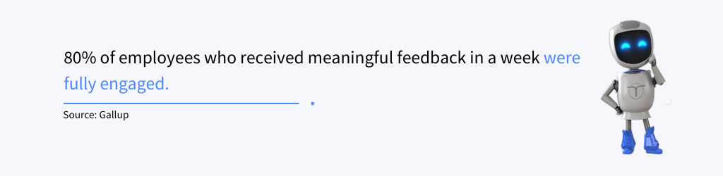 Infographic with a statistic from Gallup which claims that 80% of employees who received meaningful feedback in the past week were fully engaged. This proves the importance of feedback in communication.