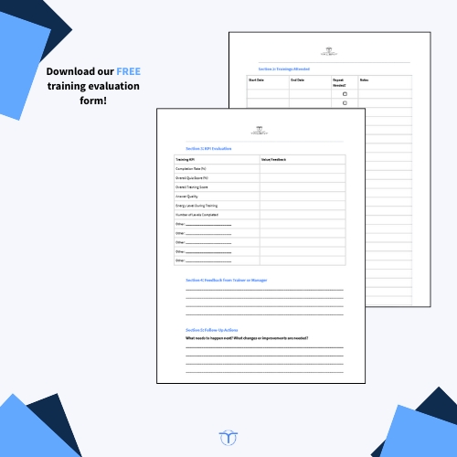 Screenshots of Code of Talent's training evaluation form free template
